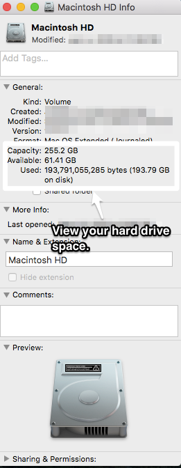 how to check space on mac hard drive